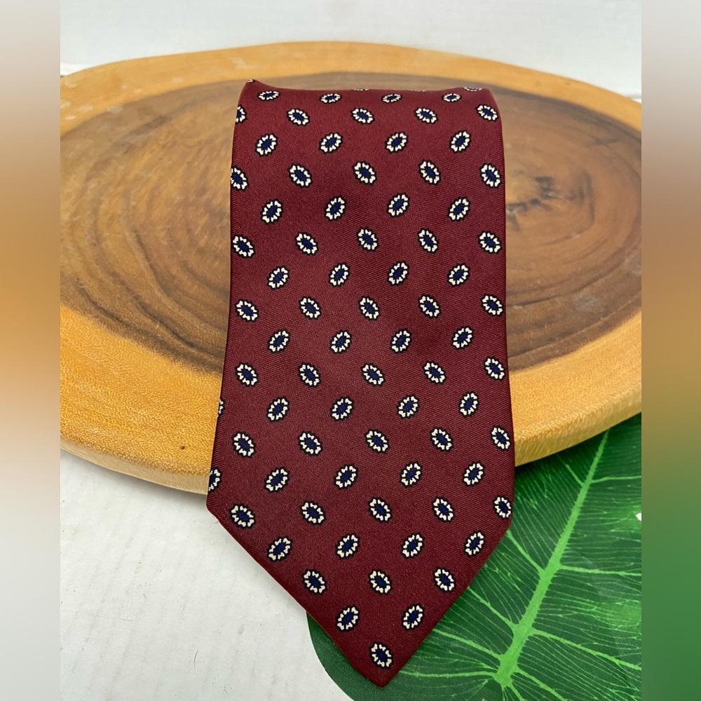 Brooks Brothers Makers Maroon Printed Silk Tie